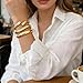 RchSLK 3Pcs Chunky Gold Bangles Bracelets for Women, Spring Hinged Stackable Bangles Trendy Cuff Set, Fashion Jewelry Gifts
