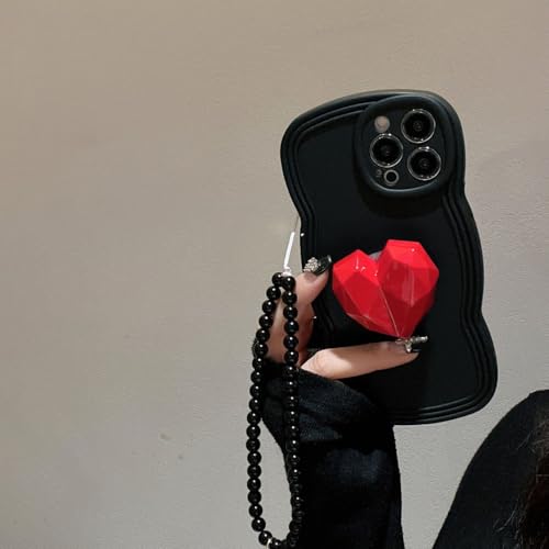 Coque iPhone anti-chute avec chaîne cœur et sangle poignet - 5