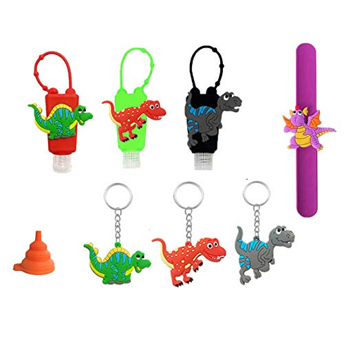 kids hand sanitizer holder, sanitizer holder keychain w/funnel, bracelet, cartoon keychains and 30oz refillable bottle. Silicone kids sanitizer for on the go.