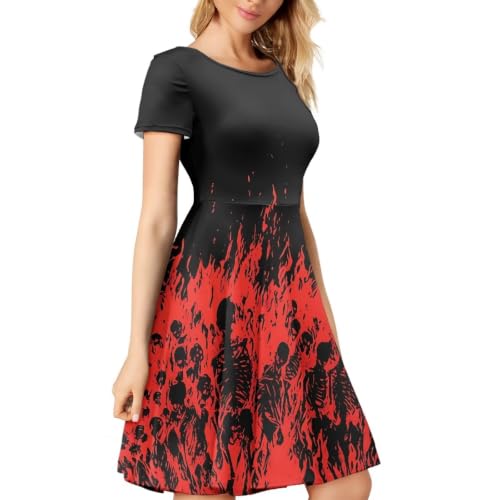 Image of AFPANQZ Womens Casual Summer Lightweight Vintage Dress Short Sleeve Midi Dress Knee-Long Luxury Formal Dress