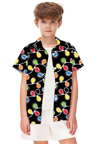 Image of Remimi Unisex Kids Halloween Shirt Boys Pumpkin Ghost Shirts Hawaii Button Up Tops 5-14 Years