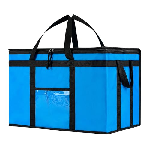 Image of NZ home Insulated Bags for Food Delivery (3XL) Grocery Shopping Cooler Bag, Pizza Delivery, Hot & Cold Catering Tote, Reusable, Foldable & Heavy Duty (Blue)