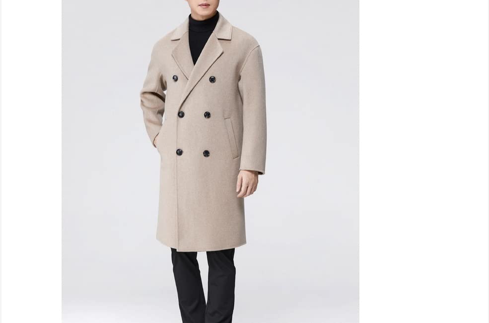 Cappotto di lana da uomo Cappotto di lana double face doppiopetto medio lungo Cappotto casual da passeggio invernale per la protezione dal freddo e dal vento