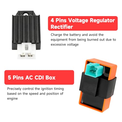 Image of GREHUA Ignition Coil CDI Box Starter Solenoid Relay Voltage Regulator Compatible with Tao tao Coolster 110cc 125cc Chinese ATV Quad 4 Wheeler SSR Lifan Kazuma 4 Stroke Go Kart Dirt Bike Parts (Orange)