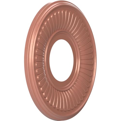 Image of Ekena Millwork CMP10BEFCP Berkshire Thermoformed PVC Ceiling Medallion (Fits Canopies up to 4 1 /2 inch), 10 inchOD x 3 1 /2 inchID x 3 /4 inchP, Universal Pearl Metallic Champagne Pink