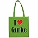 Tasche I Love Gurke Größe 38x42 Farbe Grün Druck Schwarz