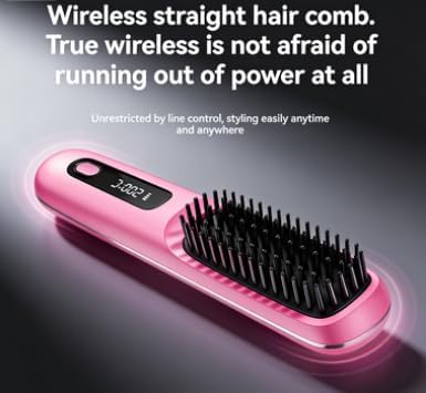 Cordless Hair Straightener Hair Straightener Brush Straightening Brush Cordless Hair Straightener Brush 4 Temp Fast Heating Hot Comb Women (White)