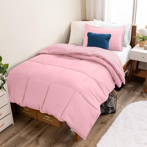 Bare Home Comforter Set - Twin/Twin Extra Long Size - Ultra-Soft - Goose Down Alternative - Premium 1800 Series - All Season Warmth (Twin/Twin XL, Light Pink)