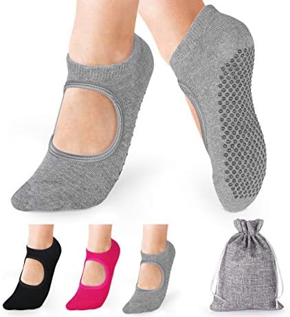 Anstore 3 Pairs Yoga Socks for Women Non Slip Ideal for Yoga, Pilates, Ballet, Fitness, Workout