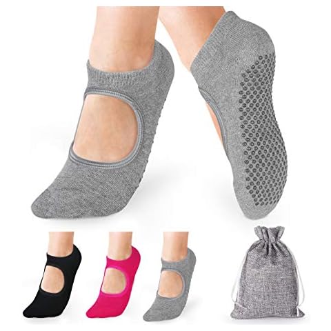 Anstore 3 Pairs Yoga Socks for Women Non Slip Ideal for Yoga, Pilates, Ballet, Fitness, Workout Cover