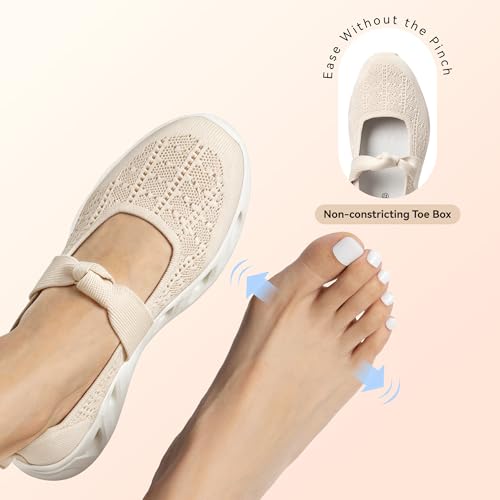 Image of BOSTANTEN Comfortable Mary Jane Sneakers for Women - Lightweight & Breathable, Slip On Casual Shoes 2026, Wide Toe Box, Cushioned Sole for All-Day Walking /Work
