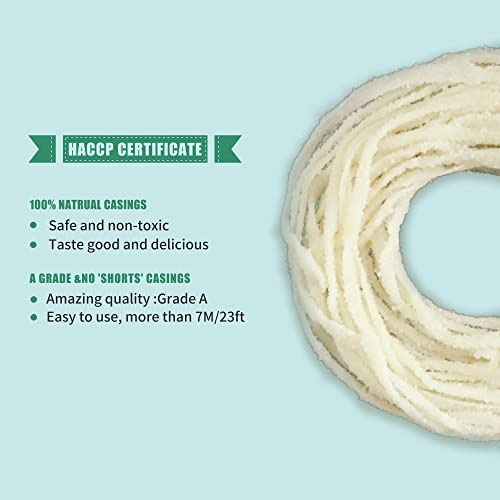Edible Natural Sausage Casing, Grade A Sausage Casings For Home Sausage Making,Breakfast Sausage,Chorizo,Knockwurst,Wieners,Frankfuter,And Most Delicious Sausage-17M/55Ft，Φ22-24Mm #TOP1