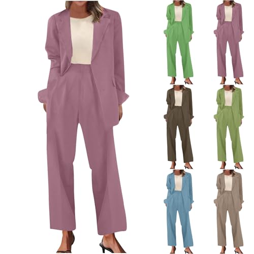 HGps8w Women's Business 2 Piece Outfits, Dressy Casual Long Sleeve Blazer and Pencil Pants Work Office Professional Pantsuits2