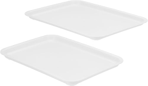 Miniatura 6 de PATIKIL Bandeja de comida rápida de 14 x 10, paquete de 2 bandejas rectangulares multiusos de plástico reutilizables para cafetería, restaurante,