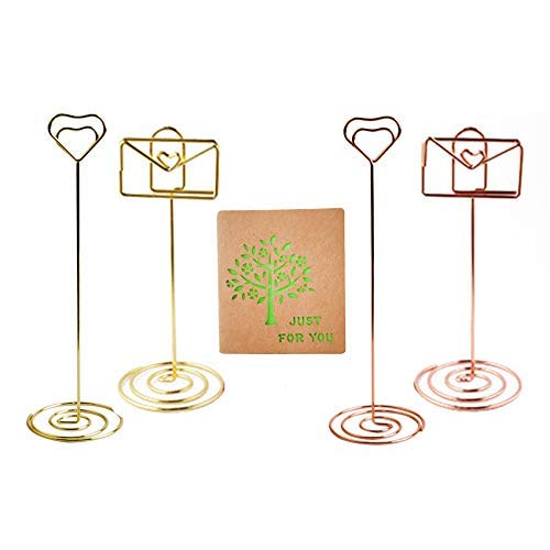 Table Number Card Holders, 1 Pcs Greeting Card, 4 Pcs Place Card Holders Table Picture Stand Place Card Holder for Wedding Party Gatherings Office Desk Paper Menu Clips ï¼ˆB