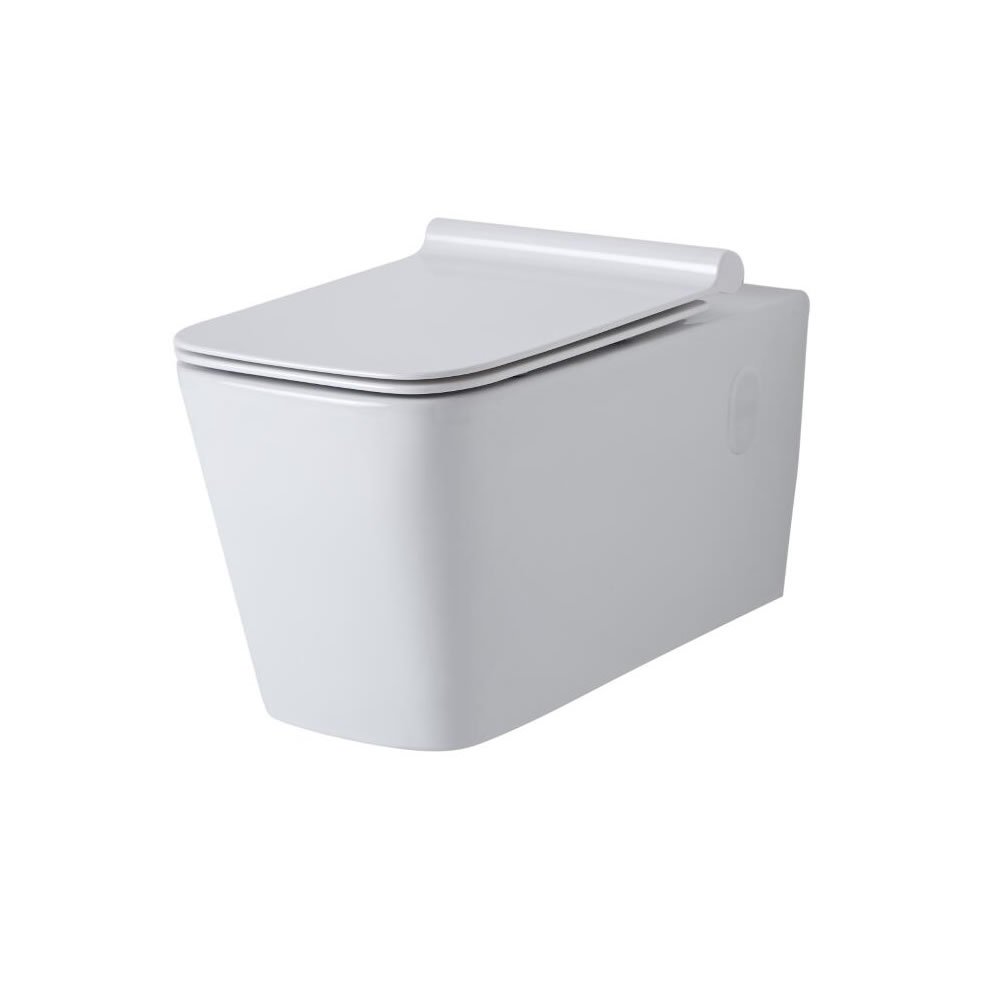 Buy Milano Elswick White Ceramic Modern Bathroom Wall Hung Toilet WC and Soft Close Seat