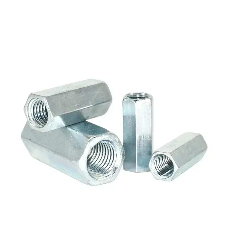 Round Coupling Nuts, Pack of 40 M5 M6 M8 Hex Coupling Nuts Carbon Steel Galvanized Length 10-30mm(M8x12x20)
