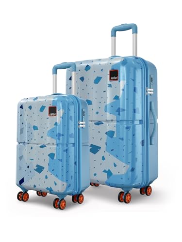 Image of Safari Tazzo 8 Wheels Set of 2 (Cabin + Medium) Trolley Bag, Hard Case Polycarbonate, 360º Wheeling Small Check in Luggage, Suitcase for Travel, Trolley Bags for Travel, Printed