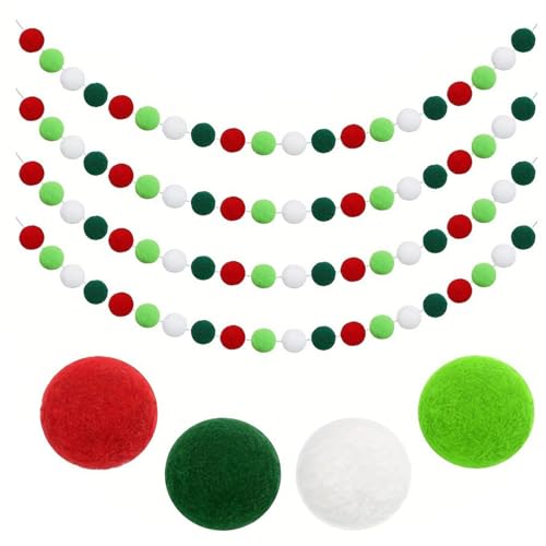 Guirnalda Boho | 6.6 pies de largo guirnalda decoraciones - 20 bolas de decoración colorida, bola de fieltro lindo, adorno de cuentas para pared