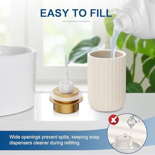 Image of Ceramic Foaming Soap Dispenser, 12 oz Bathroom Foam Hand Soap Dispenser, Refillable Lotion Soap Dispenser with Removable Pump for Kitchen Hand Wash Dispenser, Modern Home Decor(2Pack-Speckled Beige)