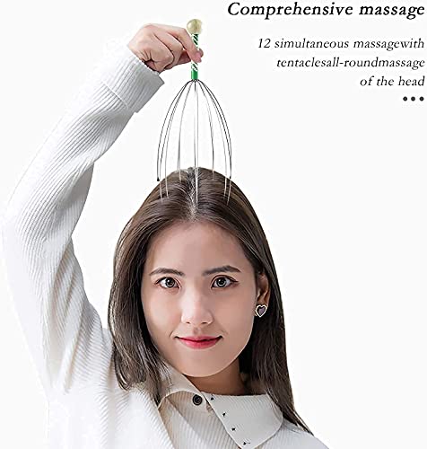Image of SILENCIO Head Massager Scalp Scratcher 12 Finger Body Relaxing Hand Scalp Massager Hand Held for Pain Relief and Hair Growth Neck Manual Massager Octopus Pointer, Multicolor