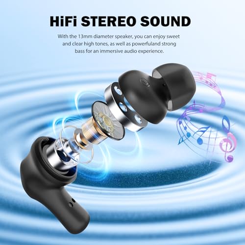 Image of HTC Wireless Headphones Bluetooth 5.1 Sports Earbuds with Microphone - Compatible with iPhone, Xiaomi, Sony, Samsung - Black