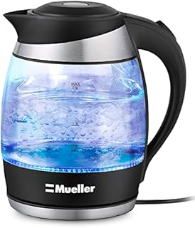 Mueller Ultra Kettle: Model No. M99S 1500W Electric Kettle with SpeedBoil Tech, 1.8 Liter Cordless with LED Light, Borosilicate Glass, Auto Shut-Off and Boil-Dry Protection