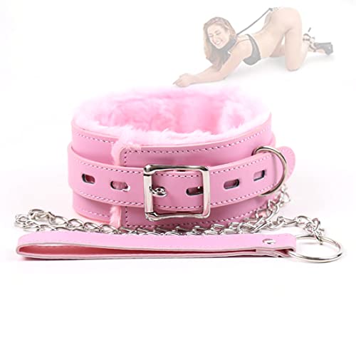 Collar Falso de Cuero de Felpa, cinturón de Bloqueo con Cremallera de Metal.