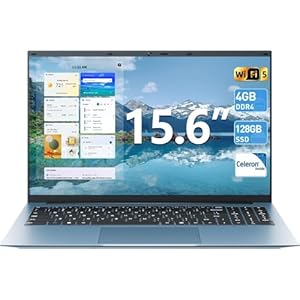 SGIN Computadora portátil de 15.6 pulgadas, procesador Celeron N4000, Win 11, 4GB RAM 128GB SSD, BT5.0, HDMI, cámara web, batería de 7000 mAh, visualización de 180°, WiFi 2.4/5G, USB 3.2, tipo C (gris