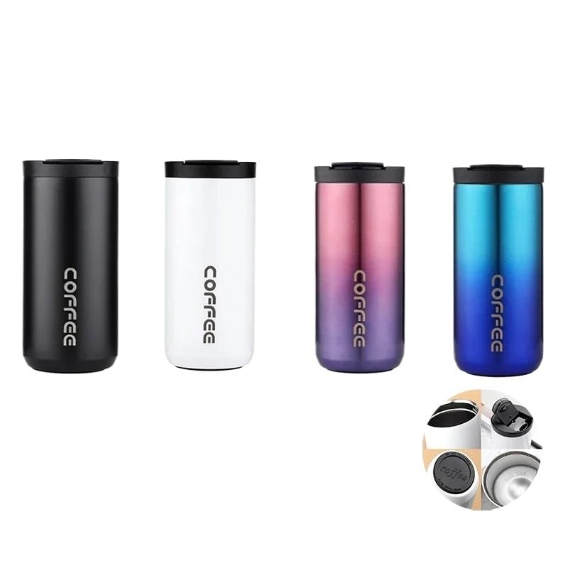 Taza térmica de acero inoxidable 304 for café, a prueba de fugas, portátil, for viaje, botella de agua, regalo de Navidad.(4IN1-4PCS)