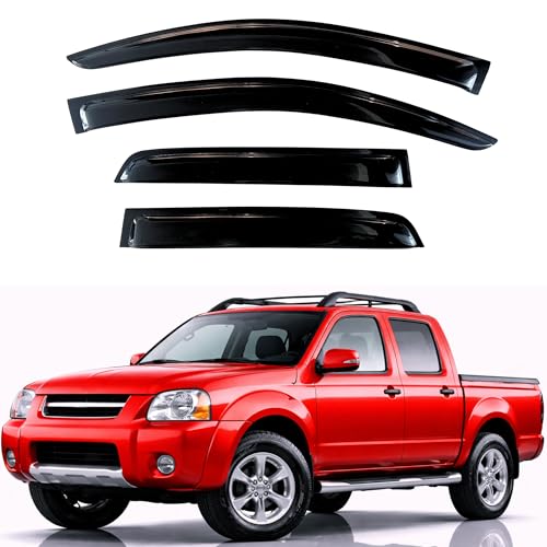 Image of KPY Rain Guards Fit for 2000-2004 Nissan Frontier Crew Cab, Out-Channel Window Visors Vent Wind Deflectors 4PC, Truck Accessories for 00-04 Frontier Crew Cab (Full-Size Cabs)