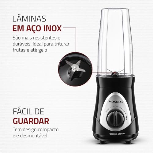 Personal Blender, Mondial, Preto/Prata, 300W, 110V - DG-01