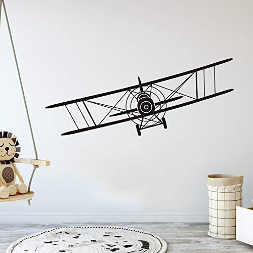 Vinilo decorativo avión biplano negro 57x23 cm miniatura 2