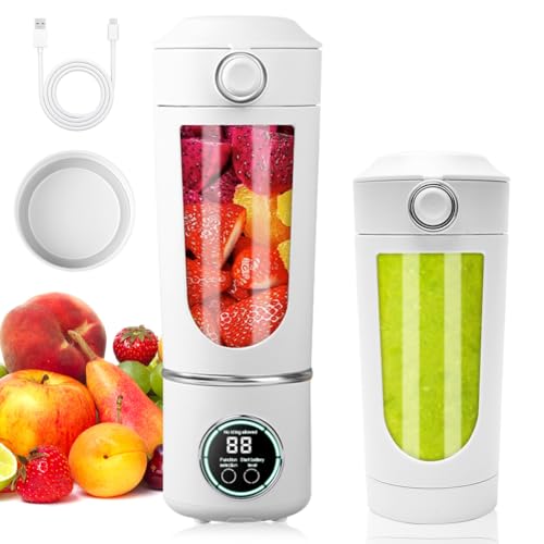 Batidora portátil de 700 ml, batidora de batido, mini batidora de pie con 12 cuchillas de acero inoxidable y pantalla digital, batidos recargables y batidos más pequeños para viajes, cocina, fitness
