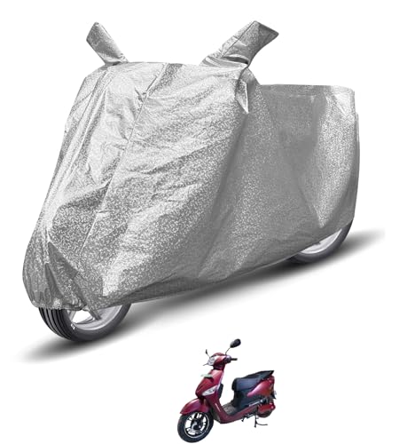 Image of Auto Hub Waterproof Scooty Cover Compatible with Hero Electric Optima Dustproof, UV Protection Two Wheeler Scooty Electric Optima Cover - Metallic Silver