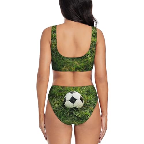 Maillot de bain 2 pièces imprimé herbe verte pour des vacances sans complexe