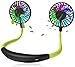 Price comparison product image VersionTECH. Portable Neck Fan LED Light Personal Handsfree Mini USB Fans Rechargeable Wearable Neckband Fan Desk Necklance Fan with Dual Wind Head 3 Speeds for Sport Outdoor Office-Green