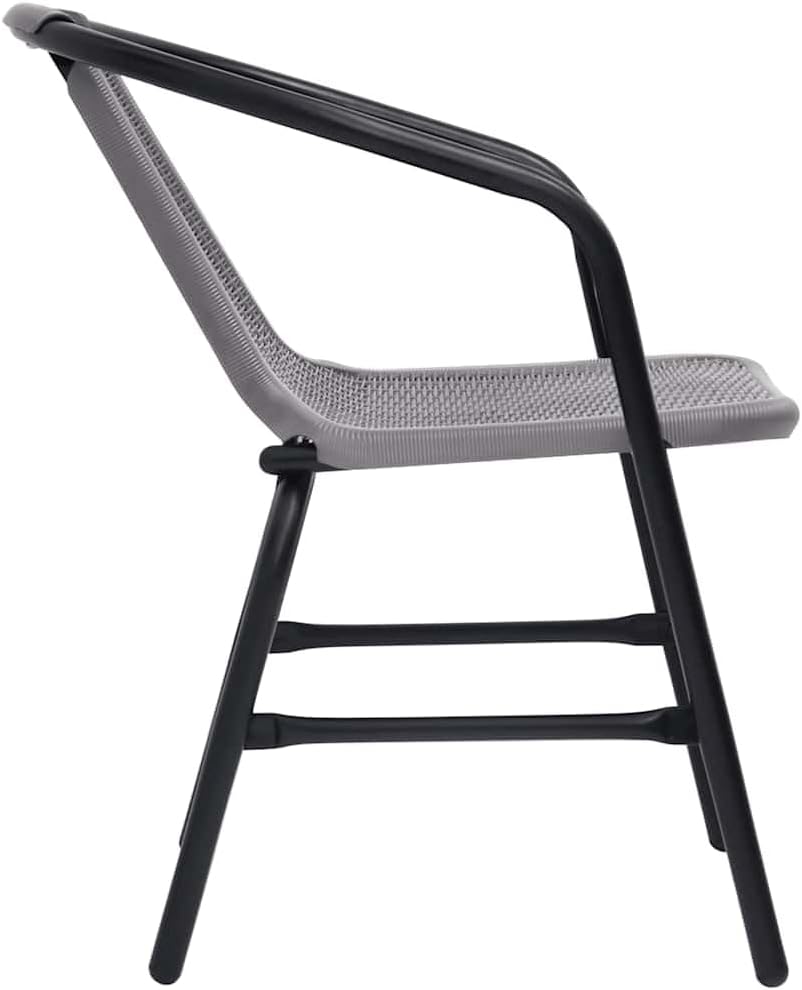 vidaXL Patio Chairs Set of 2 in Black Plastic Rattan with Sturdy Steel Frame - Outdoor Stackable Garden Seating for Decks, Patios, Gardens