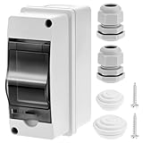 QWORK 2 Way Circuit Breaker MCB Distribution Protection Box, IP65 Waterproof ABS Plastic Breaker Electrical Box and Transparent Cover for Indoor and Outdoor