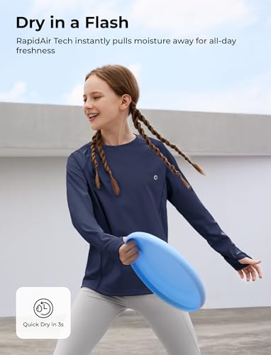 PATPAT Kids Long Sleeve T-Shirt, Quick-Dry UPF 100+ Rash Guard Tee with Thumb-Hole & Reflective Strip for Boy Girl Youth3