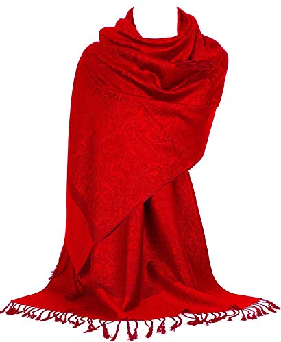 GFM Pashmina P093 - Bufanda estilo cachemira, S0-p093-vllall Rojo, talla única Cover