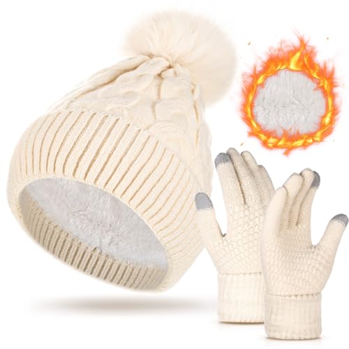 ShinyMatch Womens Winter Knitted Beanie Hat Glove...