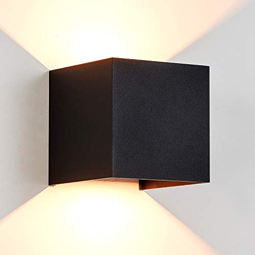 LANFU Aluminum 40W 3000K Indoor Outdoor IP65 Waterproof Wall Lamp Black Modern Wall Sconce LED Lighting Fixture(Black-40W-Larger)