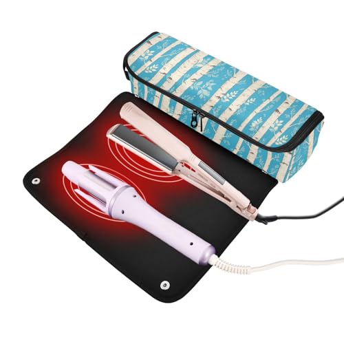 Estuche de Viaje 2 en 1 para Rizadores y Planchas White Birches Turquesa con Almohadilla Resistente al Calor miniatura 2