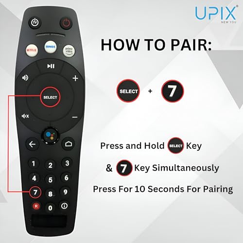 Image of Upix Compatible Tata Play Binge Plus DTH Remote No. 1325 | with Voice | with Netflix & Prime Video Function | Exactly Same Remote Will Only Work | Pairing is Required