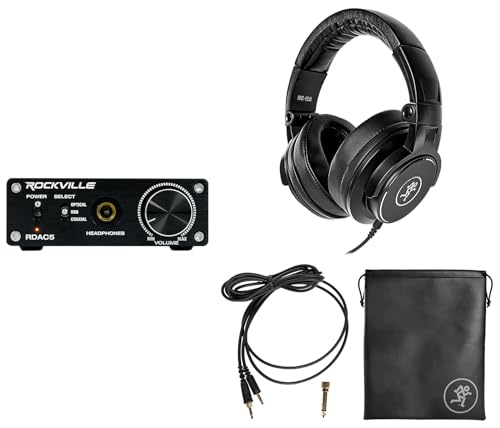 Audiosavings Bundle: Mackie MC-150 Closed-Back Studio Monitoring or DJ Headphones w/50mm Drivers Bundle with Rockville RDAC5B DAC Digital to Analog Converter USB/Optical/RCA/Headphone Amp (2 Items)