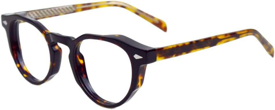 Eyeglasses Frames Glasses Vintage Acetate Round Spring Hinges Glass Unisex for Men Women