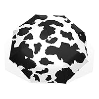 Umbrella Geometrical Animal Skin Cow Print Windproof 3 Fold Umbrella for Women Men Girls Boys Unisex Ultralight Outdoor Travel Compact Umbrella