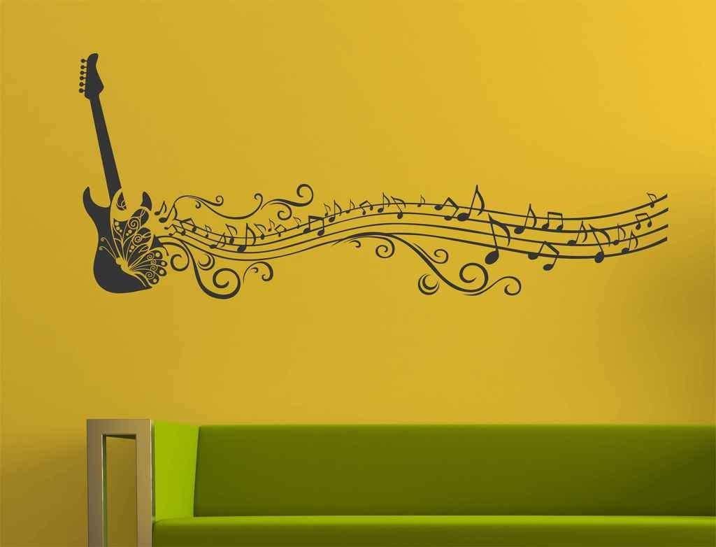 Kgn Designs Musical Notes of Guitar and Butterfly for Music Lovers Wall Sticker (PVC Vinyl, 50 cm x 70 cm x 1 cm, Black) (B0D8TNHZQT) Amazon Price History, Amazon Price Tracker