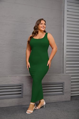 Image of YeGine Women Plus Size Sleeveless Bodycon Maxi Dresses Sexy Slim Tank Dresses